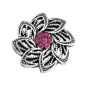 6pcs Mixed Metal Snap Buttons with Rhinestone