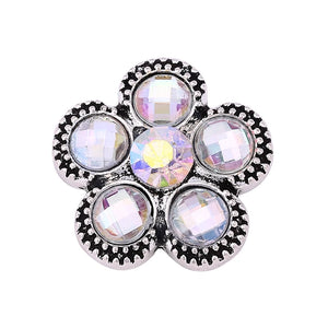 6pcs Mixed Metal 18mm Snap Buttons with Rhinestones for Snap Bracelets