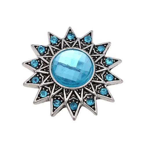 6pcs Mixed Metal 18mm Snap Rhinestone Buttons