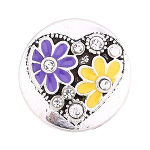 6pcs/lot Mixed Metal 18mm Snap Buttons with Rhinestones for Snap Bracelets