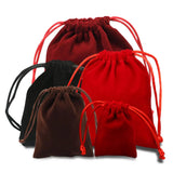 6pcs Women's Flannel Mini Drawstring Cosmetic Storage Bag Pouch