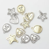 6pcs Zinc Alloy Crystal Inlaid Charms for DIY Jewelry Making