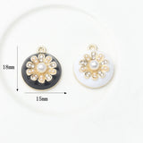 6pcs Daisy Flower Round Charms for DIY Necklace Bracelet Making