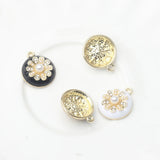 6pcs Daisy Flower Round Charms for DIY Necklace Bracelet Making