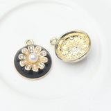 6pcs Daisy Flower Round Charms for DIY Necklace Bracelet Making