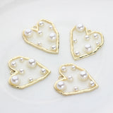 6pcs Heart Charms for Jewelry Making Bulk Nickel