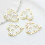 6pcs Heart Charms for Jewelry Making Bulk Nickel