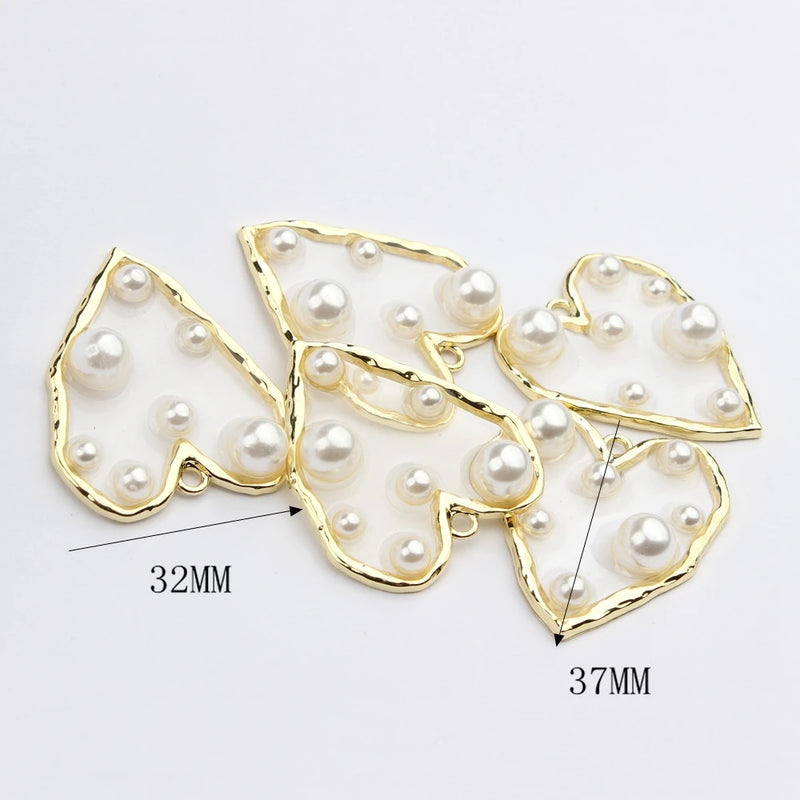6pcs Heart Charms for Jewelry Making Bulk Nickel