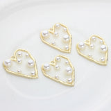6pcs Heart Charms for Jewelry Making Bulk Nickel