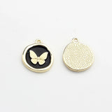 6pcs Enamel Butterfly Round Coin Charms DIY Jewelry Earring Making