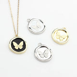 6pcs Enamel Butterfly Round Coin Charms DIY Jewelry Earring Making