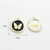 6pcs Enamel Butterfly Round Coin Charms DIY Jewelry Earring Making