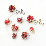 6pcs Colorful Enamel Rose Flower Charms for DIY Jewelry Making