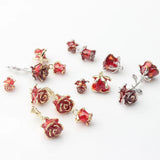 6pcs Colorful Enamel Rose Flower Charms for DIY Jewelry Making