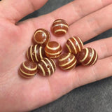 6pcs Ghost Eye Melon Bead Dzi Agate Thread Red Weathering Pulp Accessories