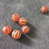 6pcs Ghost Eye Melon Bead Dzi Agate Thread Red Weathering Pulp Accessories