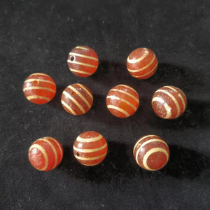 6pcs Ghost Eye Melon Bead Dzi Agate Thread Red Weathering Pulp Accessories