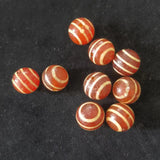 6pcs Ghost Eye Melon Bead Dzi Agate Thread Red Weathering Pulp Accessories