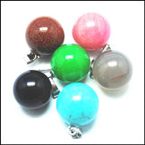 6pcs Gem Stone Ball Pendants Charms Natural Semi Precious Stone 14mm