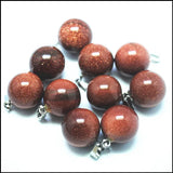 6pcs Gem Stone Ball Pendants Charms Natural Semi Precious Stone 14mm