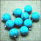6pcs Gem Stone Ball Pendants Charms Natural Semi Precious Stone 14mm
