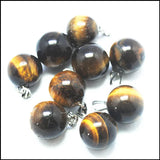 6pcs Gem Stone Ball Pendants Charms Natural Semi Precious Stone 14mm