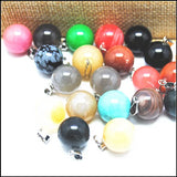 6pcs Gem Stone Ball Pendants Charms Natural Semi Precious Stone 14mm