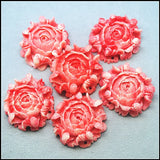 6pcs Pink Flower Pendants for DIY Clay Beads