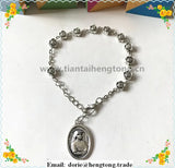 5mm Alloy Flower Bead Rosary Bracelet with Divine Mercy Charm