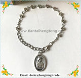 5mm Alloy Flower Bead Rosary Bracelet with Divine Mercy Charm