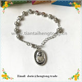 5mm Alloy Flower Bead Rosary Bracelet with Divine Mercy Charm