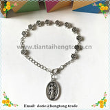 5mm Alloy Flower Bead Rosary Bracelet with Divine Mercy Charm
