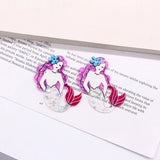 6pcs Bling Mermaid Acrylic Earring Charms DIY Jewelry Making