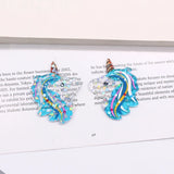6pcs Acrylic Unicorn Earring Charms Cartoon Animal Pendant DIY Jewelry