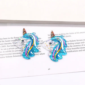6pcs Acrylic Unicorn Earring Charms Cartoon Animal Pendant DIY Jewelry