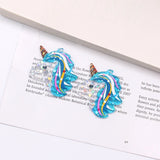 6pcs Acrylic Unicorn Earring Charms Cartoon Animal Pendant DIY Jewelry