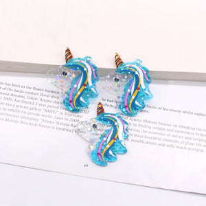 6pcs Acrylic Unicorn Earring Charms Cartoon Animal Pendant DIY Jewelry