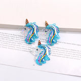 6pcs Acrylic Unicorn Earring Charms Cartoon Animal Pendant DIY Jewelry