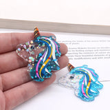 6pcs Acrylic Unicorn Earring Charms Cartoon Animal Pendant DIY Jewelry