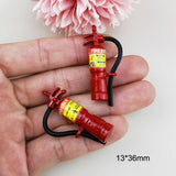 6pcs Fire Extinguisher Enamel Charms Metal Pendant DIY Jewelry Making