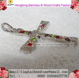 6pcs Shinny Rhinestone Cross Pendant, Alloy Sweater Chain Coat Pendant