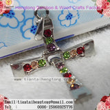 6pcs Shinny Rhinestone Cross Pendant, Alloy Sweater Chain Coat Pendant