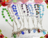 6pcs/pack Mixed Crystal Rosary Bracelet with Angel Wing Pendant