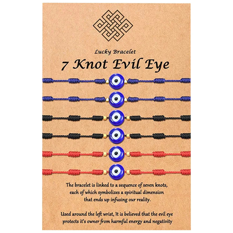 7 Knots Lucky Friendship Bracelets Evil Eye Red Braided Bracelet Charm Jewelry