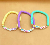 6pcs Polymer Clay Stretch Bracelet Happy Easter Rabbit Charms Bohemian