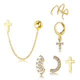 Cross Chain Earrings Set For Girls Without Piercing, Ear Clip Jewelry