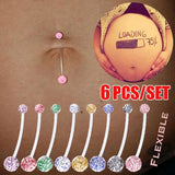 6pcs Pregnant Women's Acrylic 14G Belly Button Navel Ring