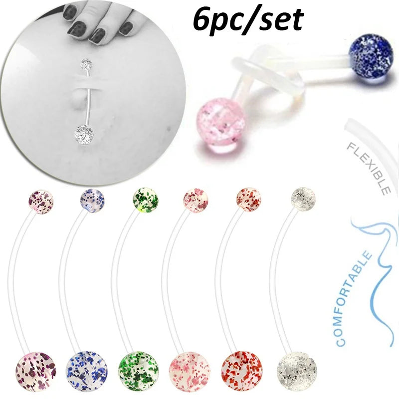 6pcs Pregnant Women's Acrylic 14G Belly Button Navel Ring