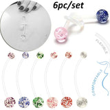 6pcs Pregnant Women's Acrylic 14G Belly Button Navel Ring