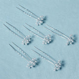 6pcs Silver Pearl Wedding Hairpin Set for Bride